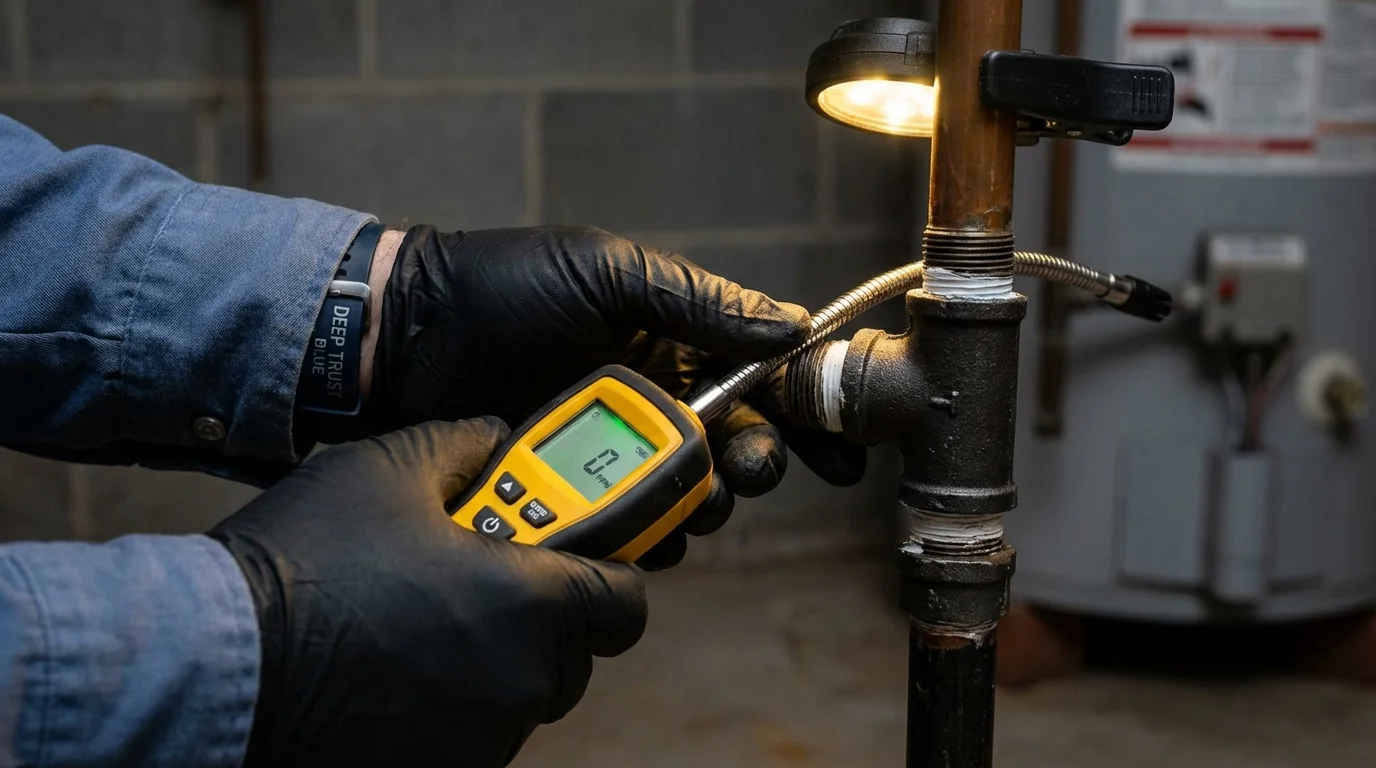 Gas leak detection with electronic sniffer by Johns Plumbing LLC in Luverne
