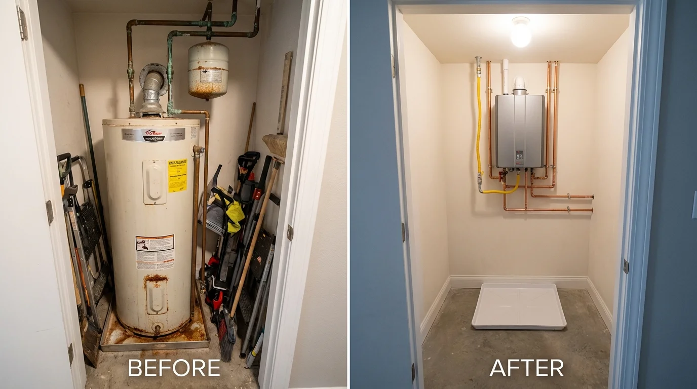 Tank water heater versus wall-mounted tankless unit comparison for Luverne, AL homeowners